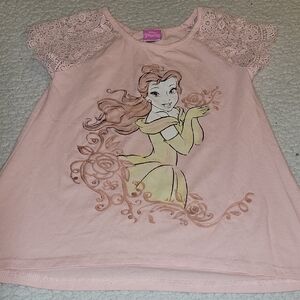 Disney Belle Pink Lace Sleeve Kids Tee